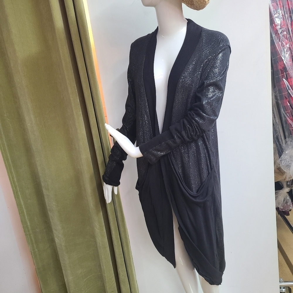 NWT Improvd Silver Shimmer Long Cardigan